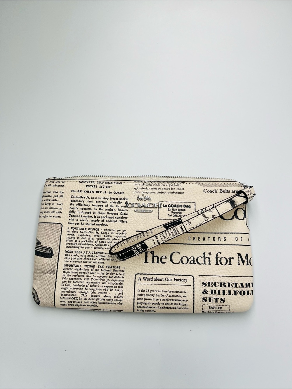 Coach Large Newspaper Print Corner Zip Wristlet